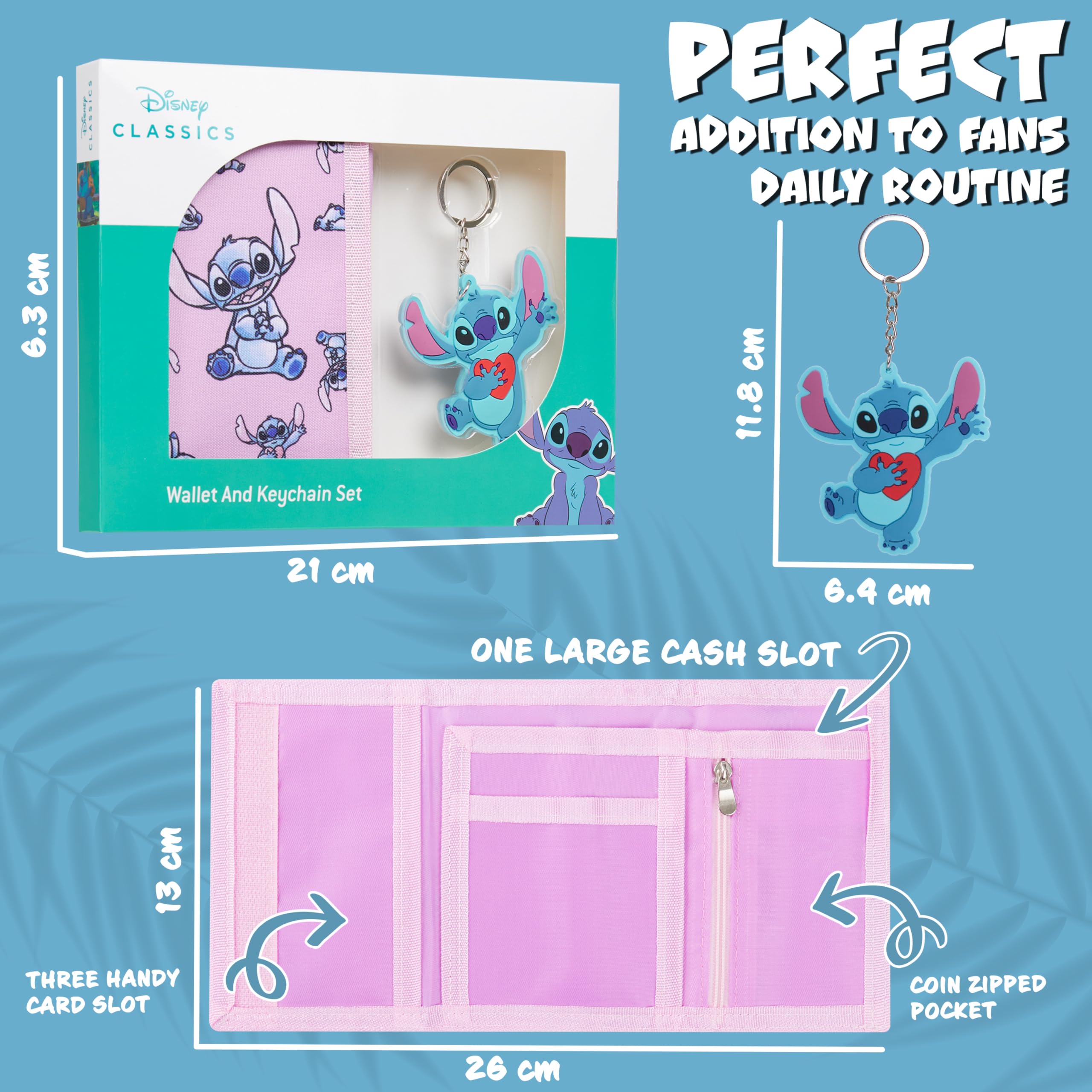 Foto 6 | Set De Cartera Y Llavero Disney Stitch Para Niños, Color Rosa - Venta Internacional.