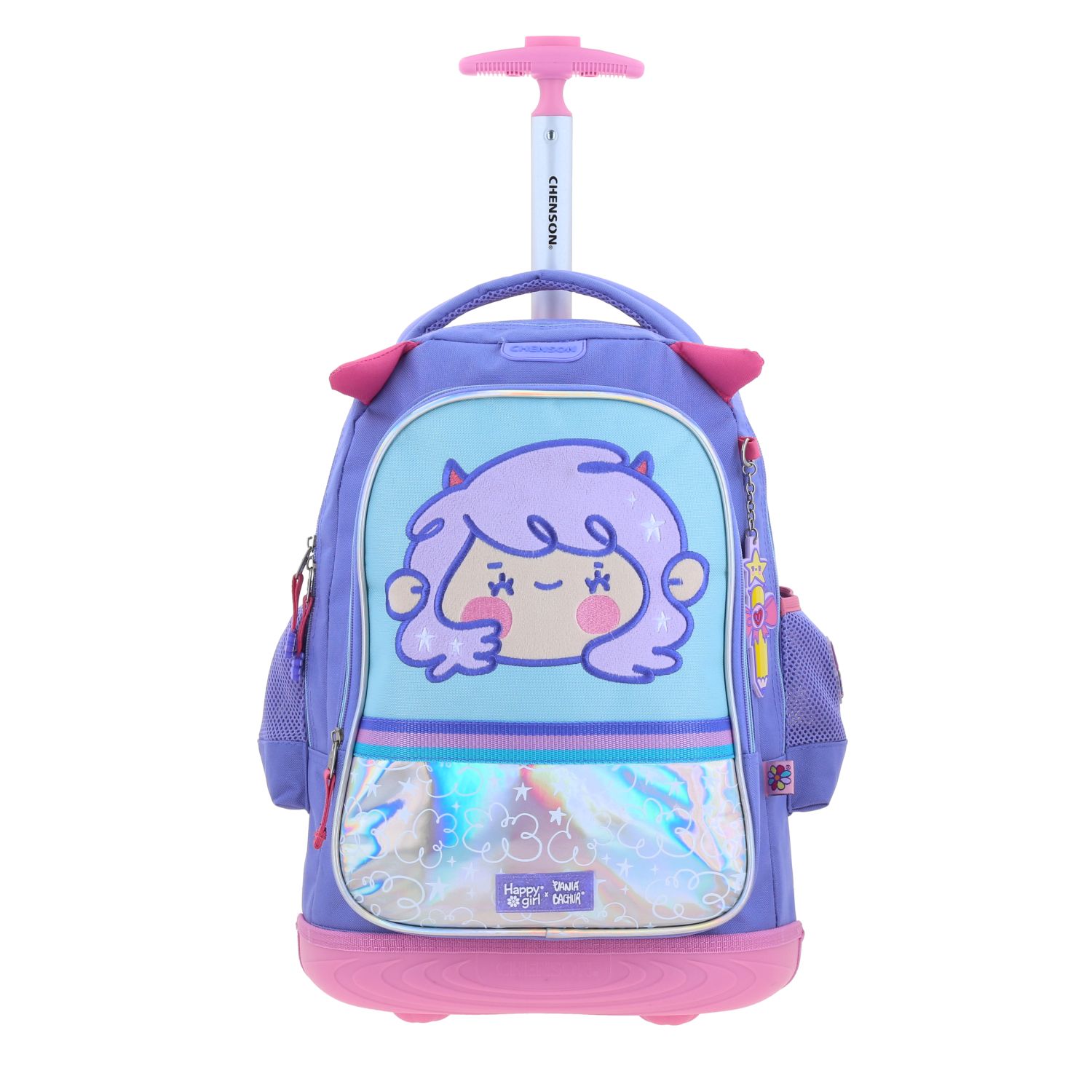 Mochila Chenson Con Ruedas Y Luces Led Vania Bachur Escolar Primaria Vb70471-u Malva