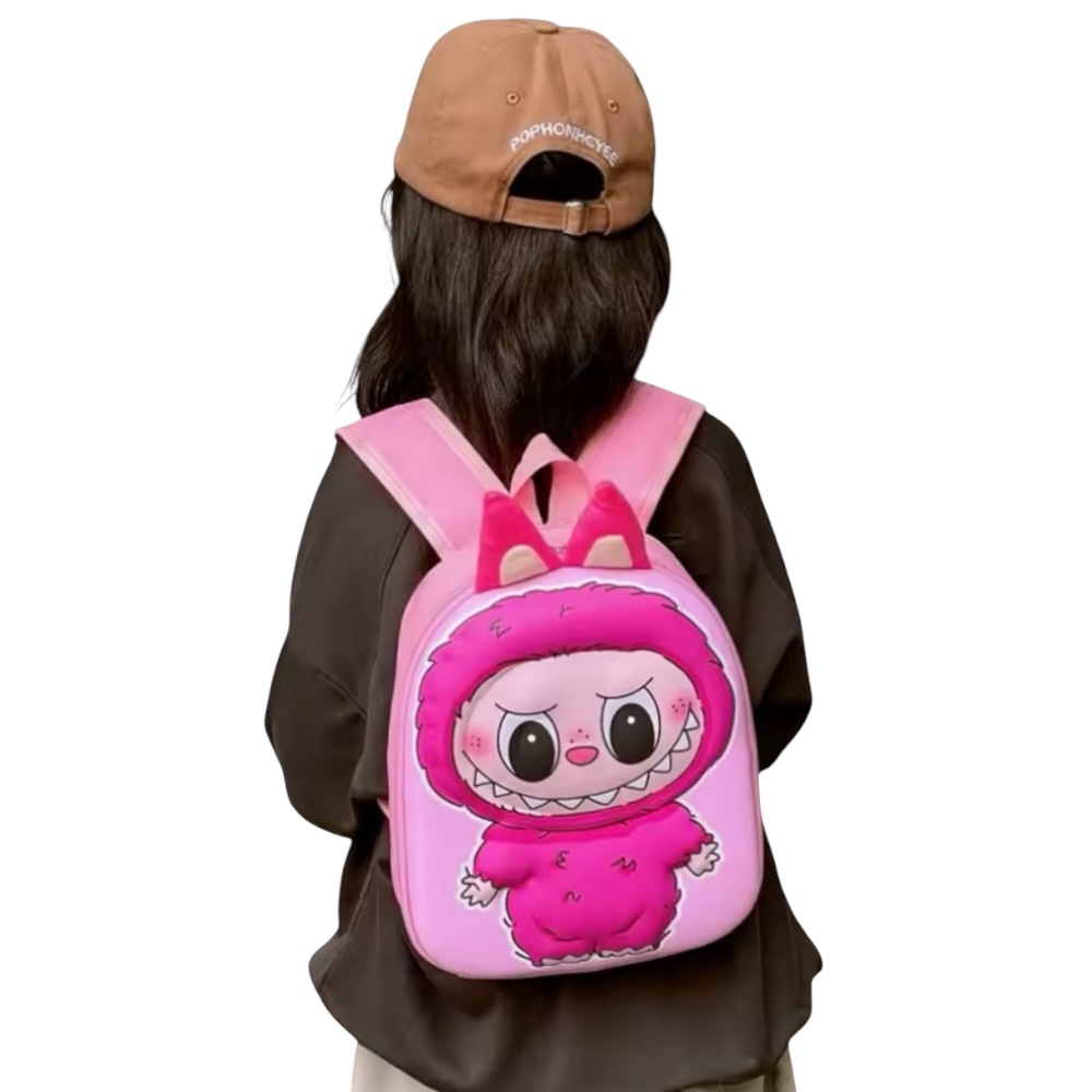 Foto 4 | Mochila Escolar Infantil Color Fucsia De Labubu, Doble Cierre