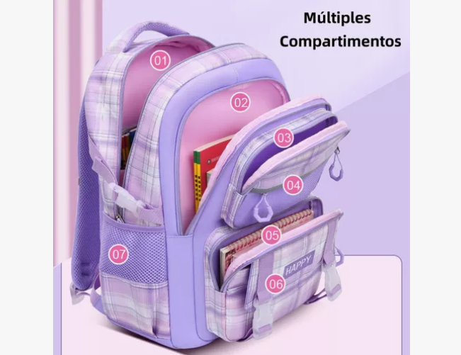 Foto 3 pulgar | Mochila Escolar Xtellar Impermeable De Gran Capacidad Color Púrpura