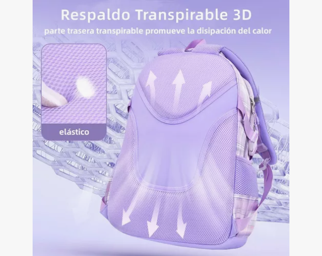 Foto 5 pulgar | Mochila Escolar Xtellar Impermeable De Gran Capacidad Color Púrpura