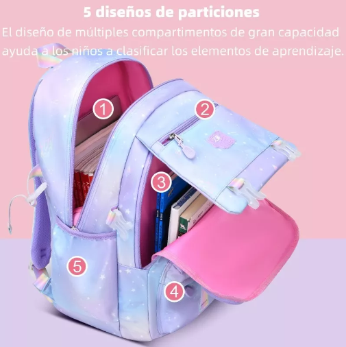 Foto 4 pulgar | Mochila Escolar Xtellar Impermeable De Gran Capacidad Color Púrpura