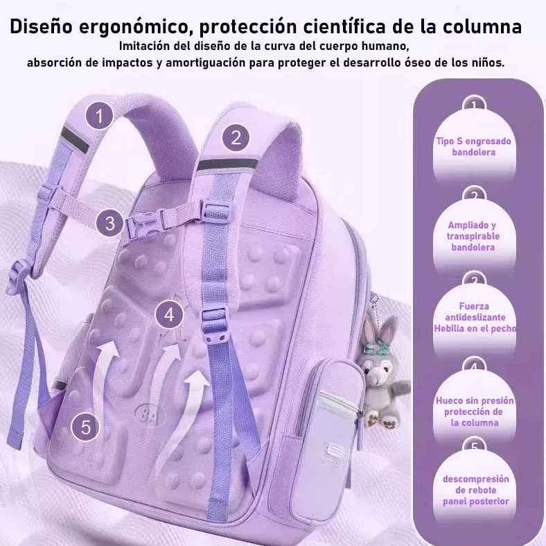 Foto 6 pulgar | Mochila Escolar Para Niñas Violeta Moda