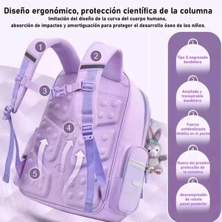 Foto 5 | Mochila Escolar Para Niñas Violeta Moda