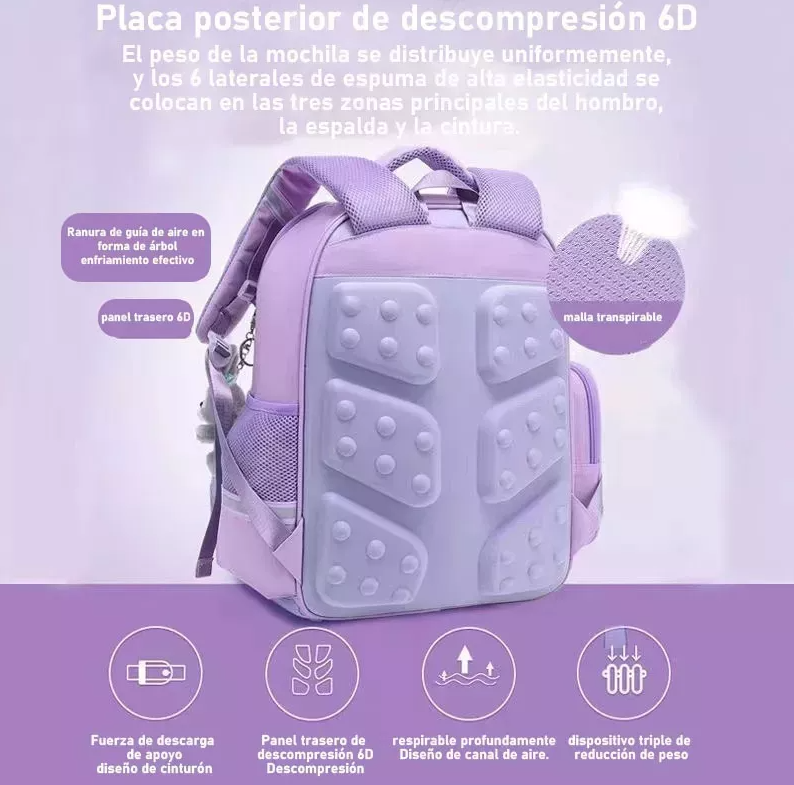 Foto 6 | Mochila Escolar Para Niñas Violeta Moda
