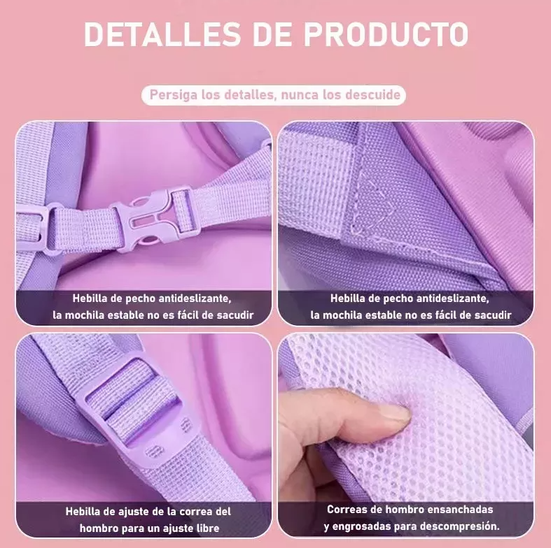 Foto 8 pulgar | Mochila Escolar Para Niñas Violeta Moda
