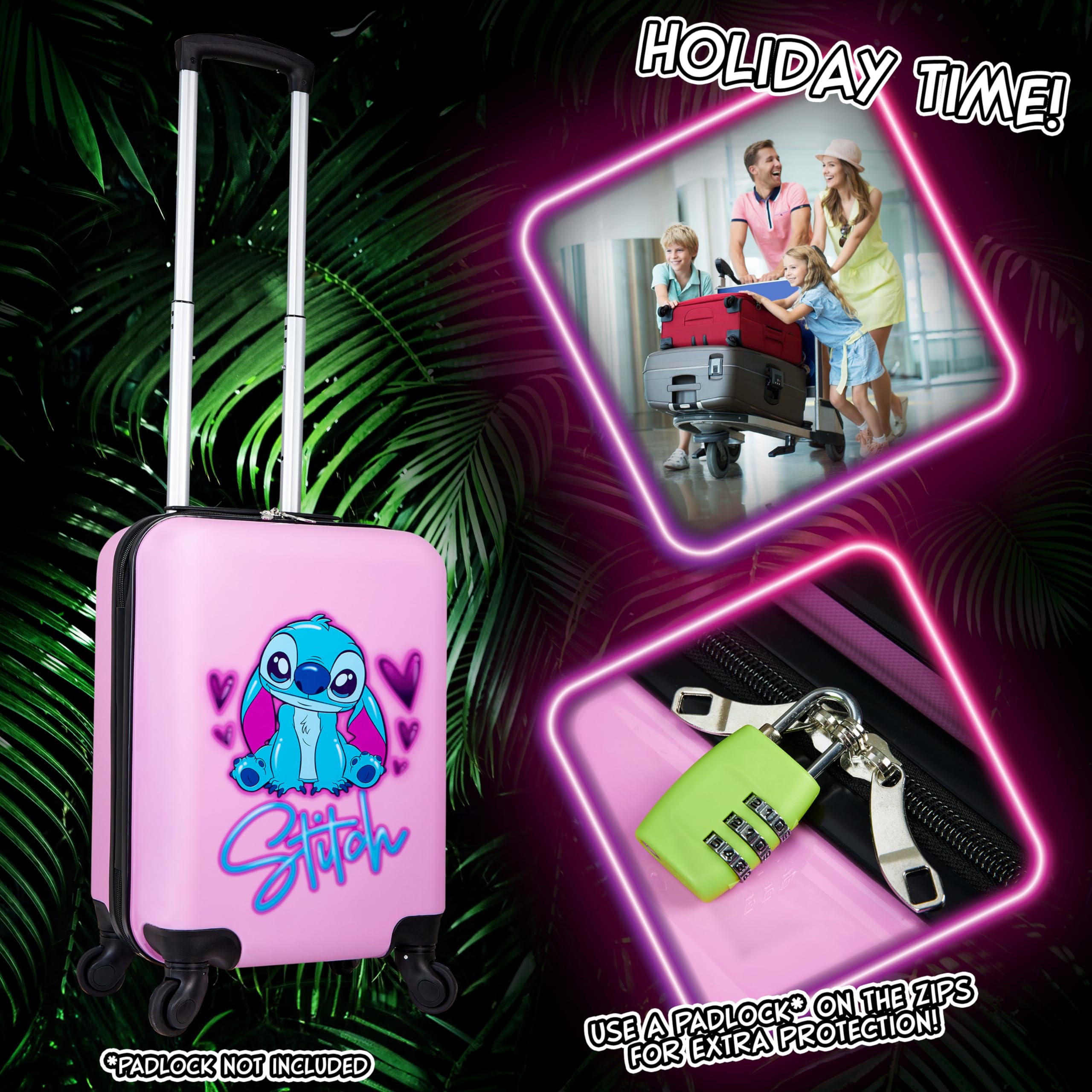 Foto 3 | Set De Maletas Disney Stitch Hard Shell 28 L, 50 L, 91 L, Rosa - Venta Internacional.