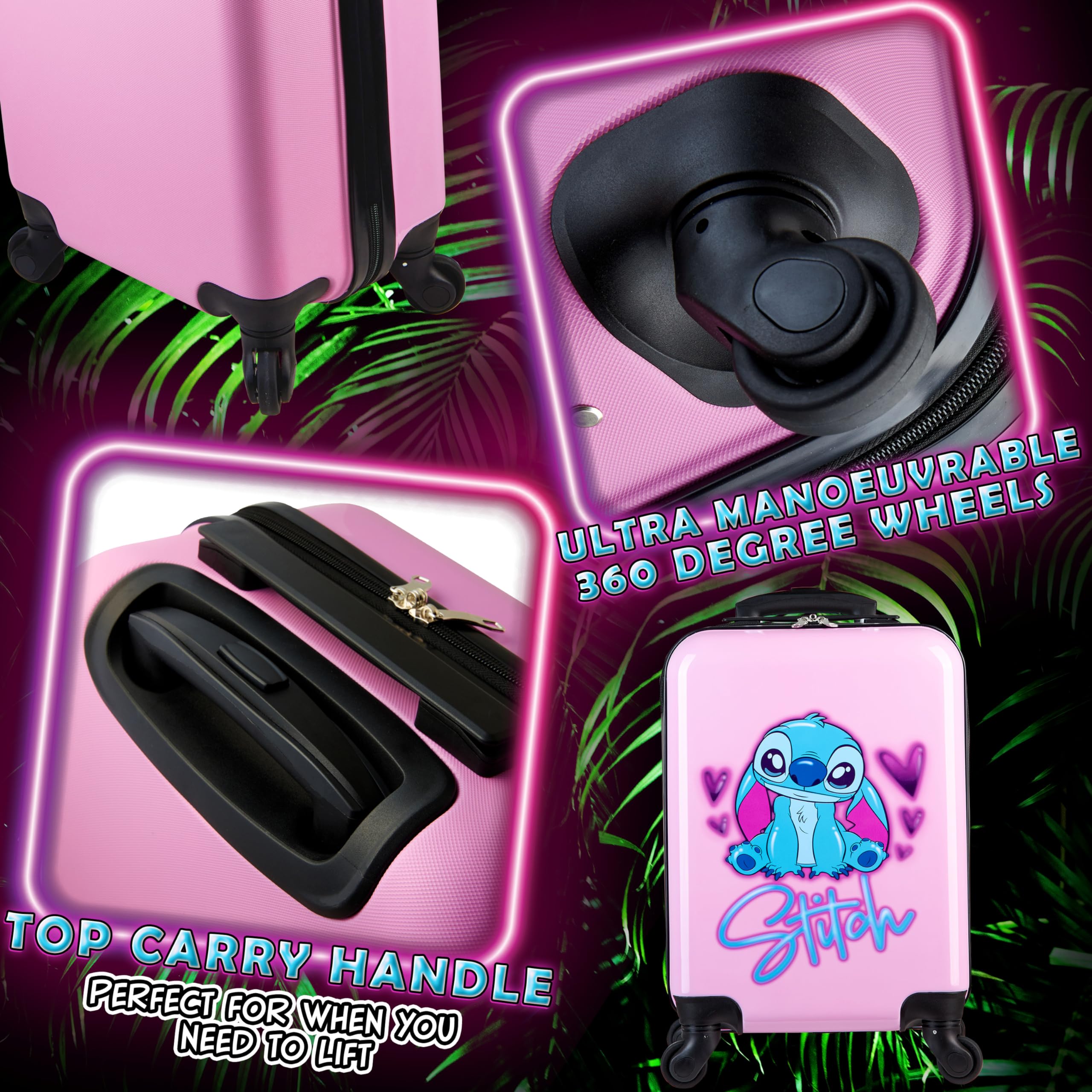 Foto 7 pulgar | Set De Maletas Disney Stitch Hard Shell 28 L, 50 L, 91 L, Rosa - Venta Internacional.