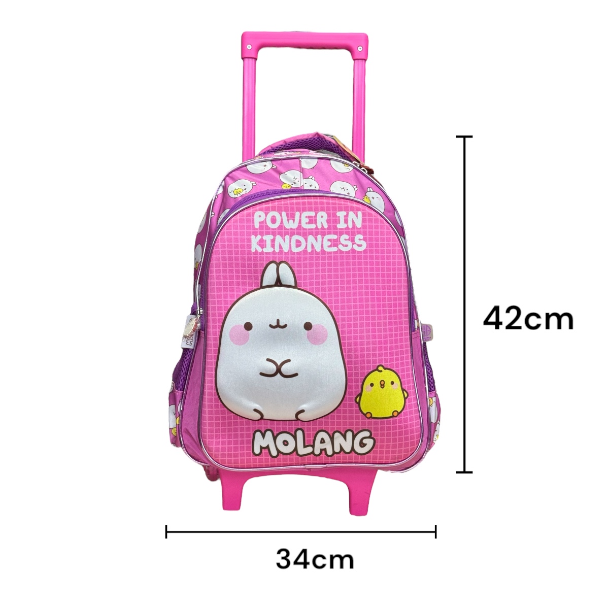 Foto 3 pulgar | Mochila Rodante Escolar Para Niña Amplia Y Reforzada Molang Color Rosa