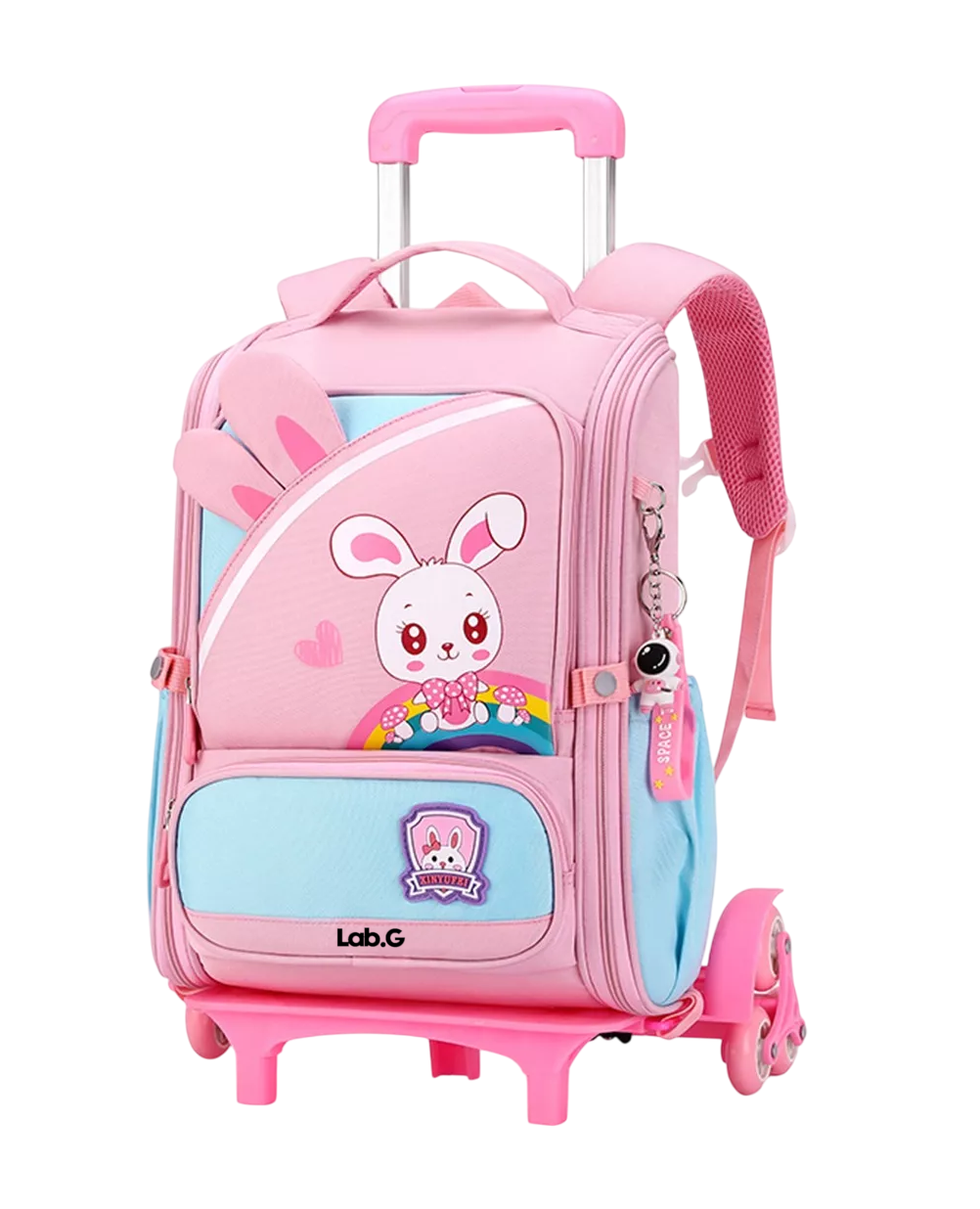 Mochila Escolar De Carrito Sobre Rodillos Viaje Con 6 Ruedas Rosa