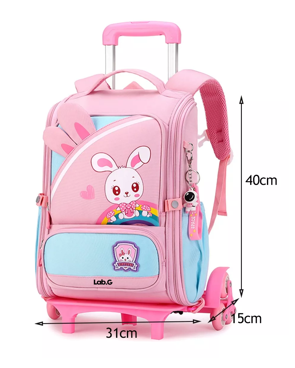 Foto 2 | Mochila Escolar De Carrito Sobre Rodillos Viaje Con 6 Ruedas Rosa