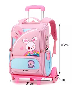 Foto 2 | Mochila Escolar De Carrito Sobre Rodillos Viaje Con 6 Ruedas Rosa