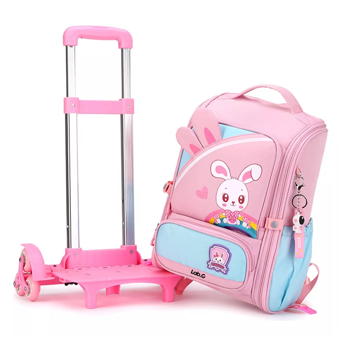 Foto 4 pulgar | Mochila Escolar De Carrito Sobre Rodillos Viaje Con 6 Ruedas Rosa