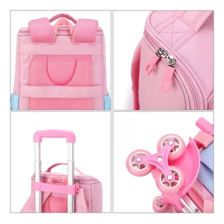 Foto 5 | Mochila Escolar De Carrito Sobre Rodillos Viaje Con 6 Ruedas Rosa
