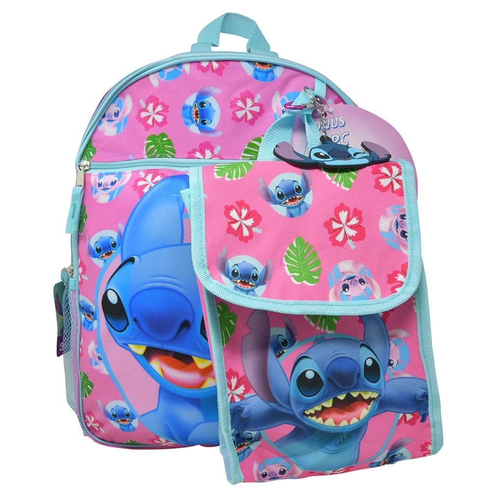 Mochila Disney Para Niñas Con Diseño De Puntadas, Con Kit De Almuerzo Y Llavero - Venta Internacional.