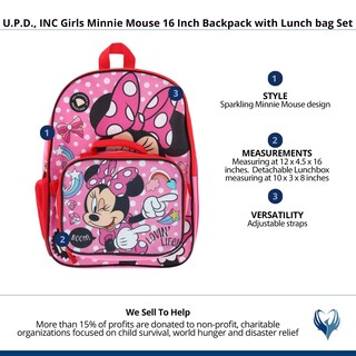 Foto 7 | Mochila Grande De Disney Para Niñas, Rosa, Con Bolsa De Almuerzo Para Niños De Más De 3 Años - Venta Internacional.