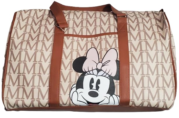 Bolsa De Viaje Disney, Color Beige, Tamaño Mediano, Diseño De Minnie Mouse - Venta Internacional.