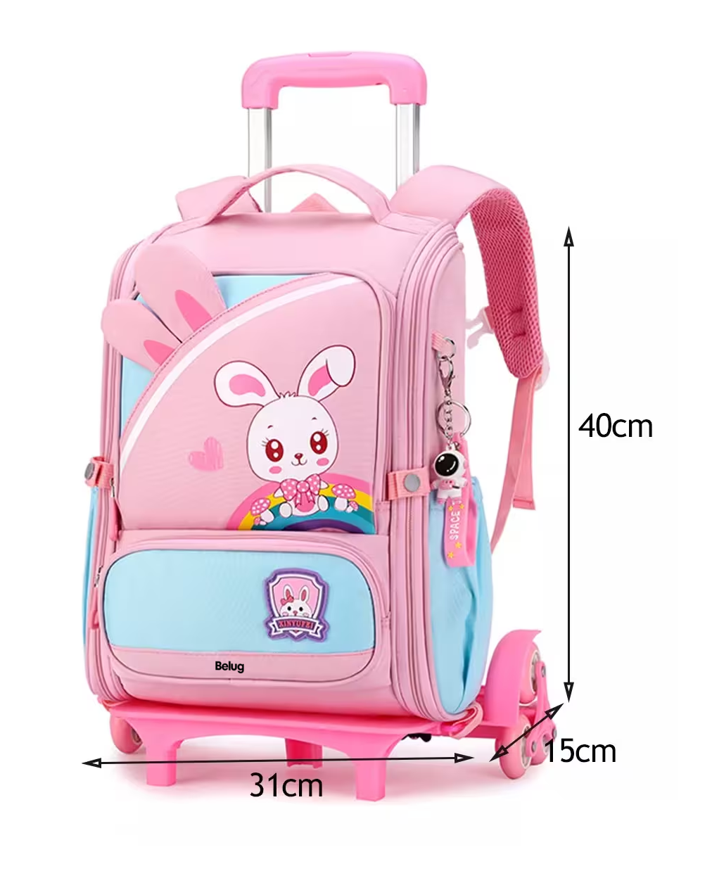 Foto 3 pulgar | Mochila Escolar De Carrito Sobre Rodillos Viaje Con 6 Ruedas Belug,  Rosa