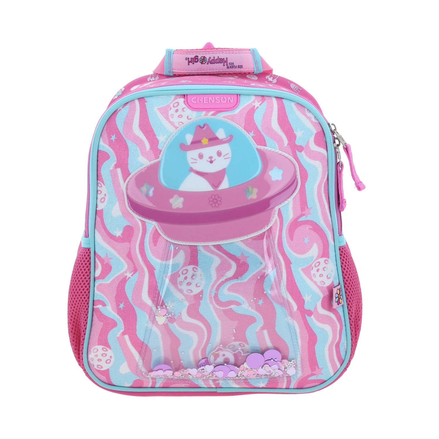 Foto 2 pulgar | Mochila Rosa Chica Con Gatito Y Confeti Encapsulado Happy Girl Ajua