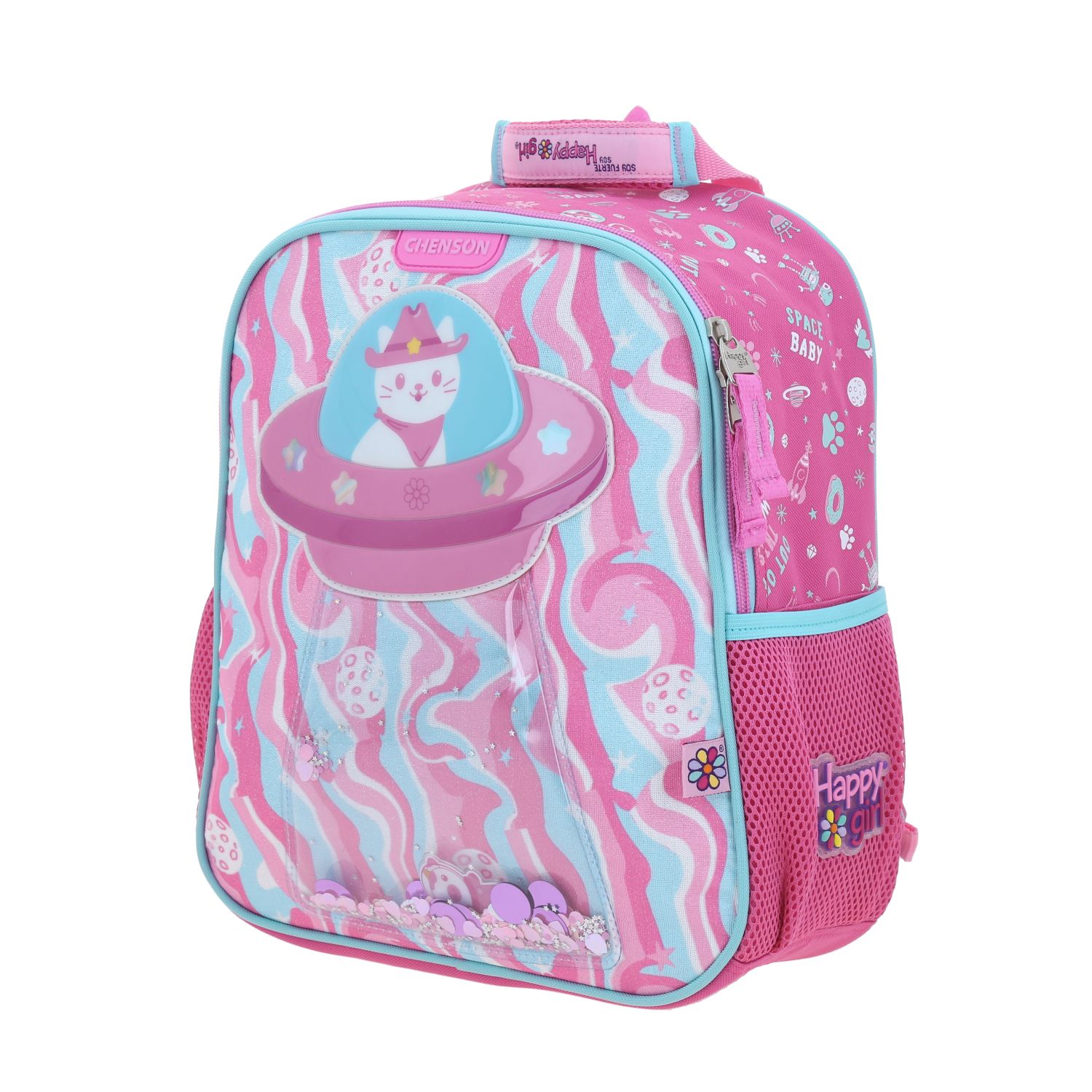 Foto 3 pulgar | Mochila Rosa Chica Con Gatito Y Confeti Encapsulado Happy Girl Ajua