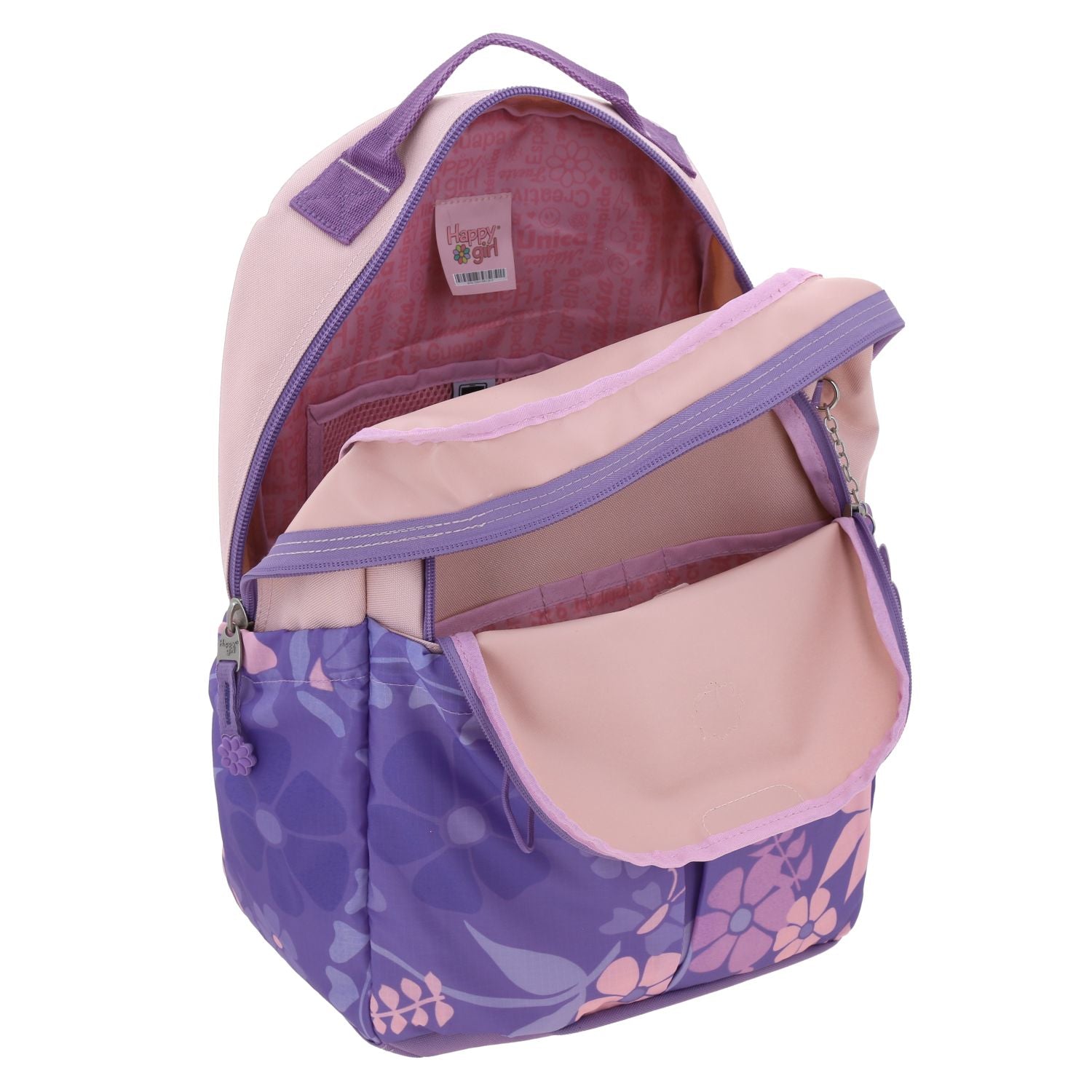 Foto 8 pulgar | Mochila Morada Diseño Floral Happy Girl Bagster