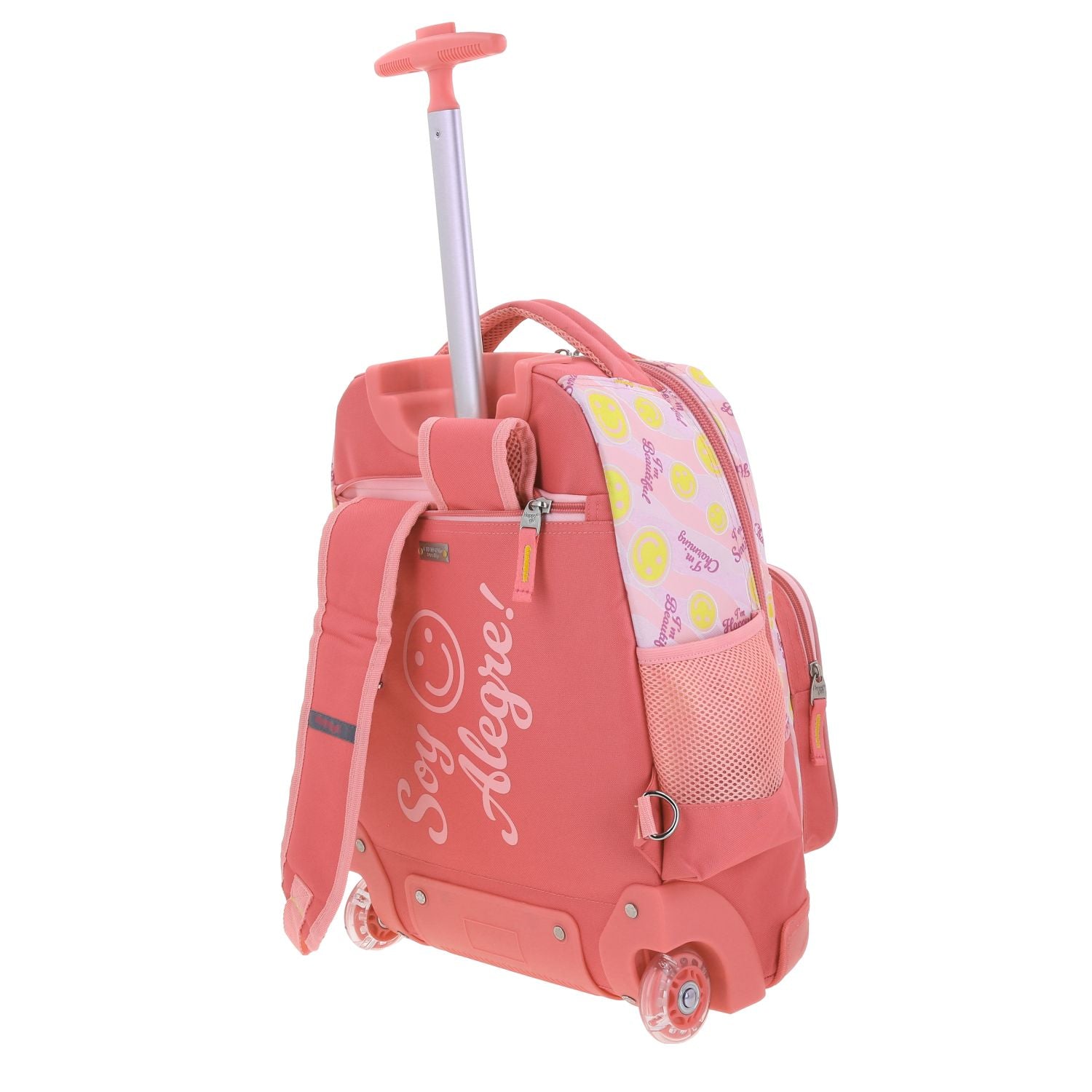 Foto 6 pulgar | Mochila Rosa Con Ruedas Diseño Caritas Chenson Happy Girl Smil