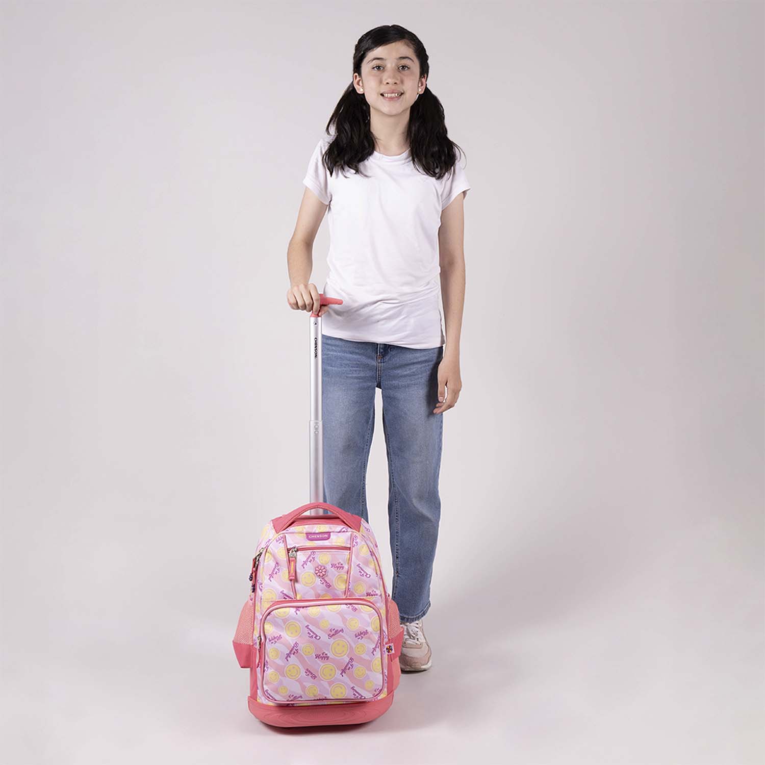 Foto 8 | Mochila Rosa Con Ruedas Diseño Caritas Chenson Happy Girl Smil