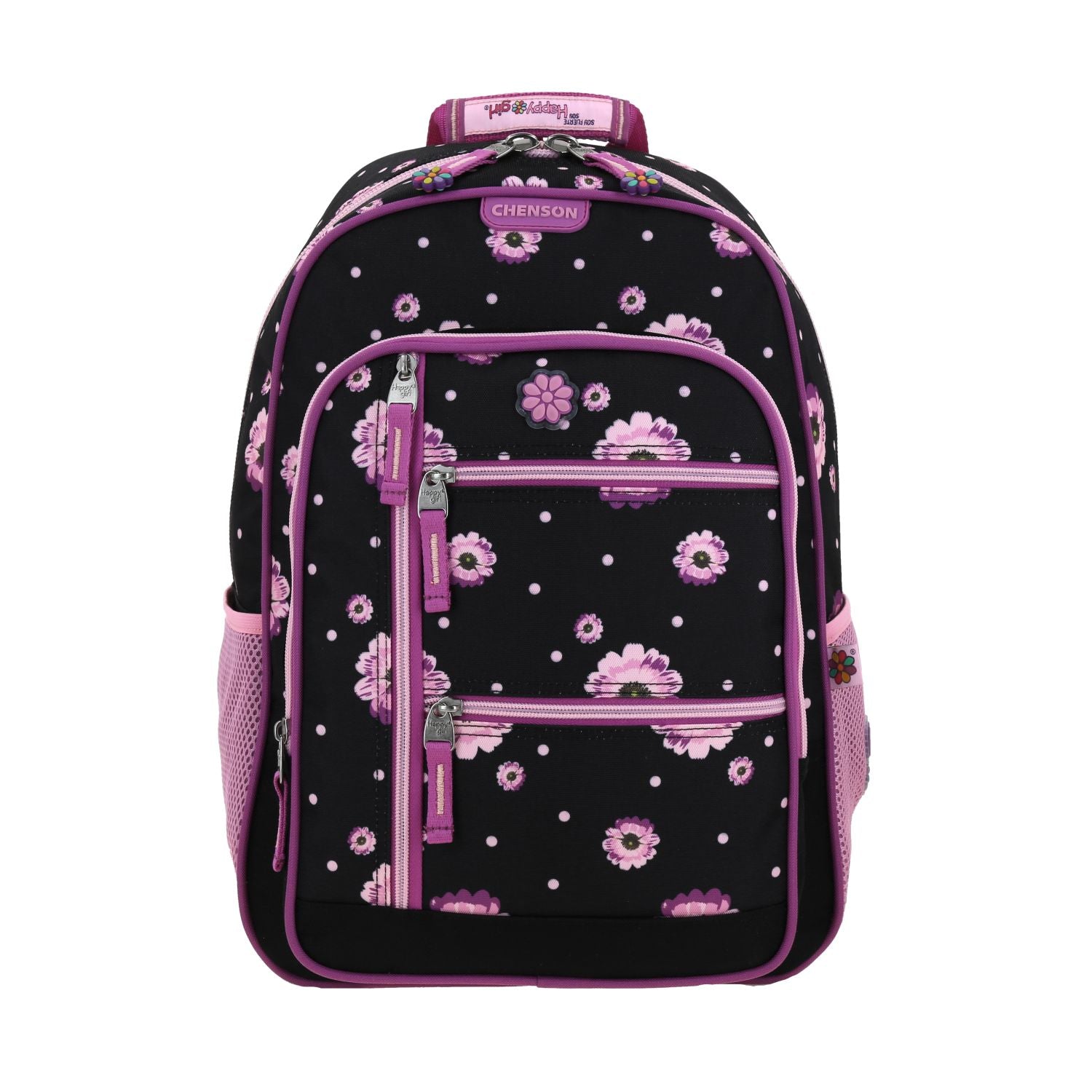 Foto 2 pulgar | Mochila Negra Con Flores Moradas Chenson Happy Girl Suji