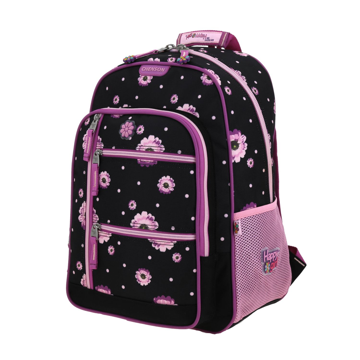 Foto 2 | Mochila Negra Con Flores Moradas Chenson Happy Girl Suji