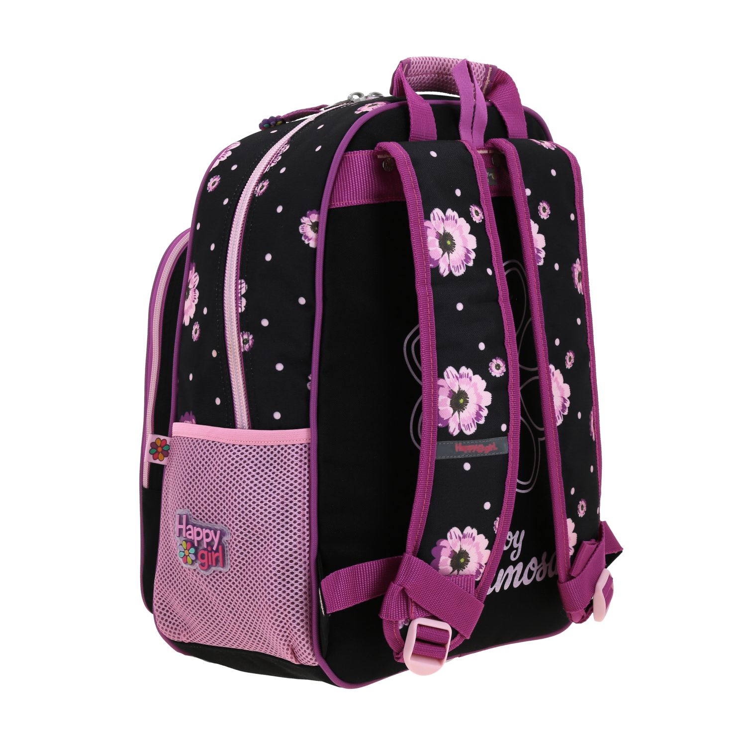 Foto 3 | Mochila Negra Con Flores Moradas Chenson Happy Girl Suji