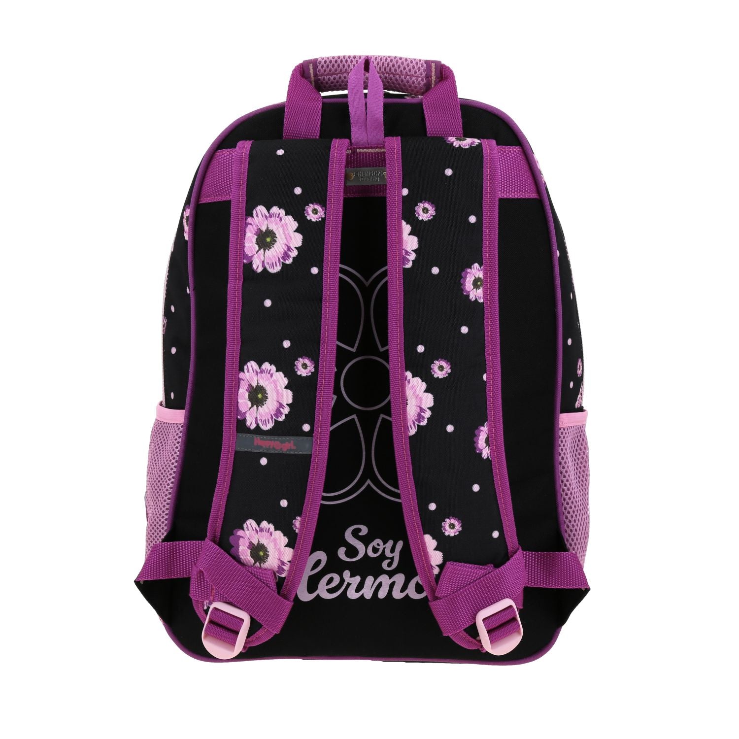 Foto 5 pulgar | Mochila Negra Con Flores Moradas Chenson Happy Girl Suji