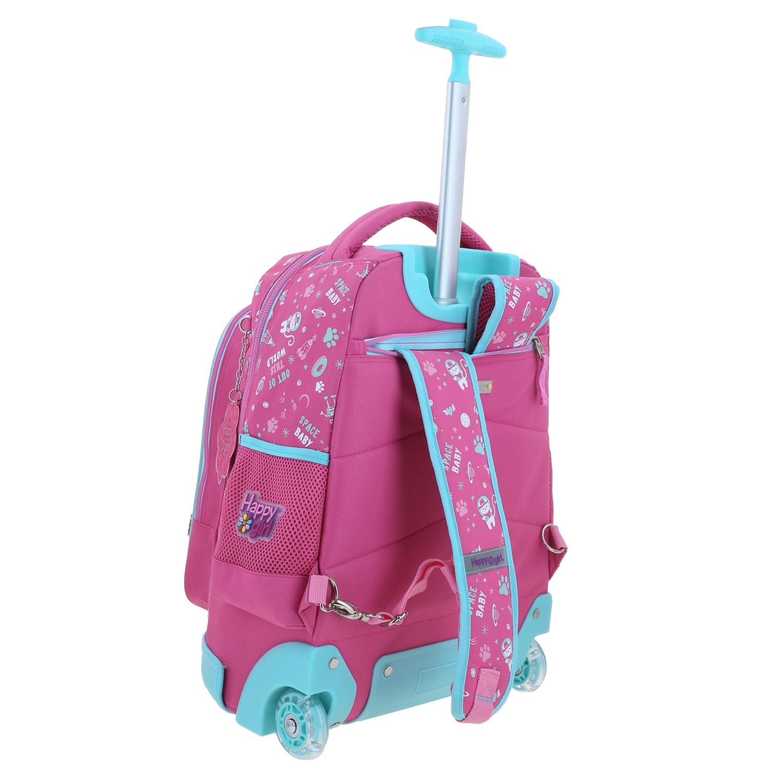 Foto 4 pulgar | Mochila Rosa Con Ruedas Con Gatito Y Confeti Encapsulado Happy Girl Ajua