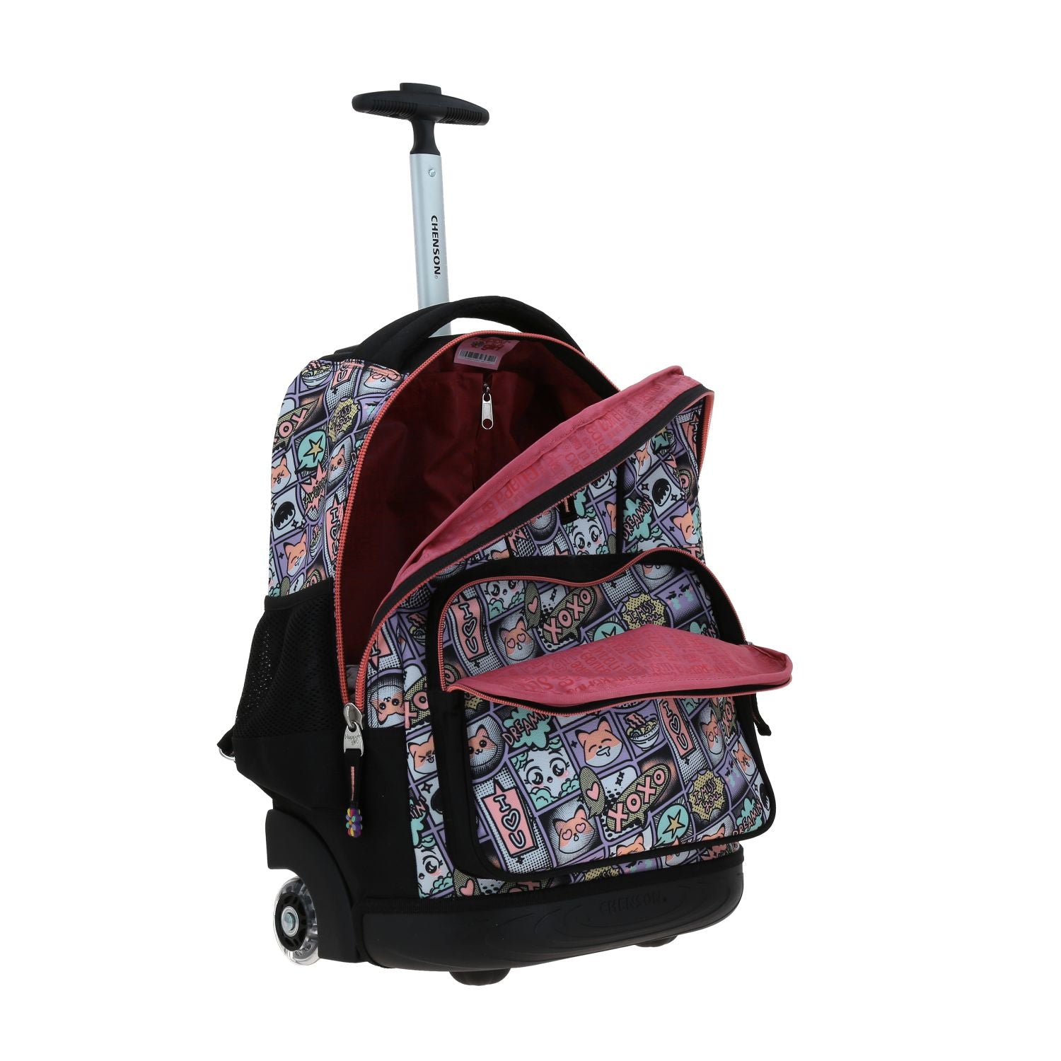 Foto 8 pulgar | Mochila Con Ruedas Negra Multicolor Chenson Happy Girl Mixco