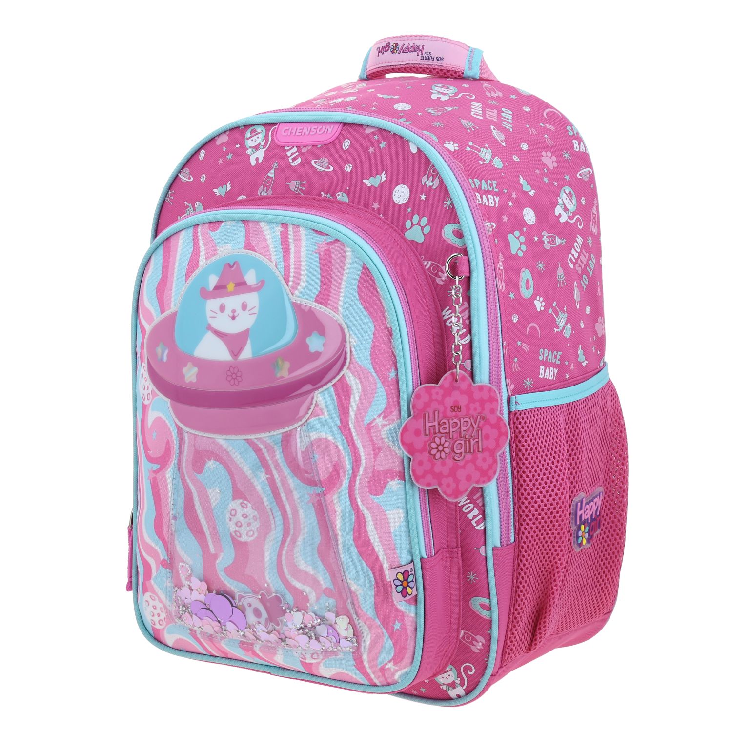 Foto 2 | Mochila Rosa Con Gatito Y Confeti Encapsulado Happy Girl Ajua