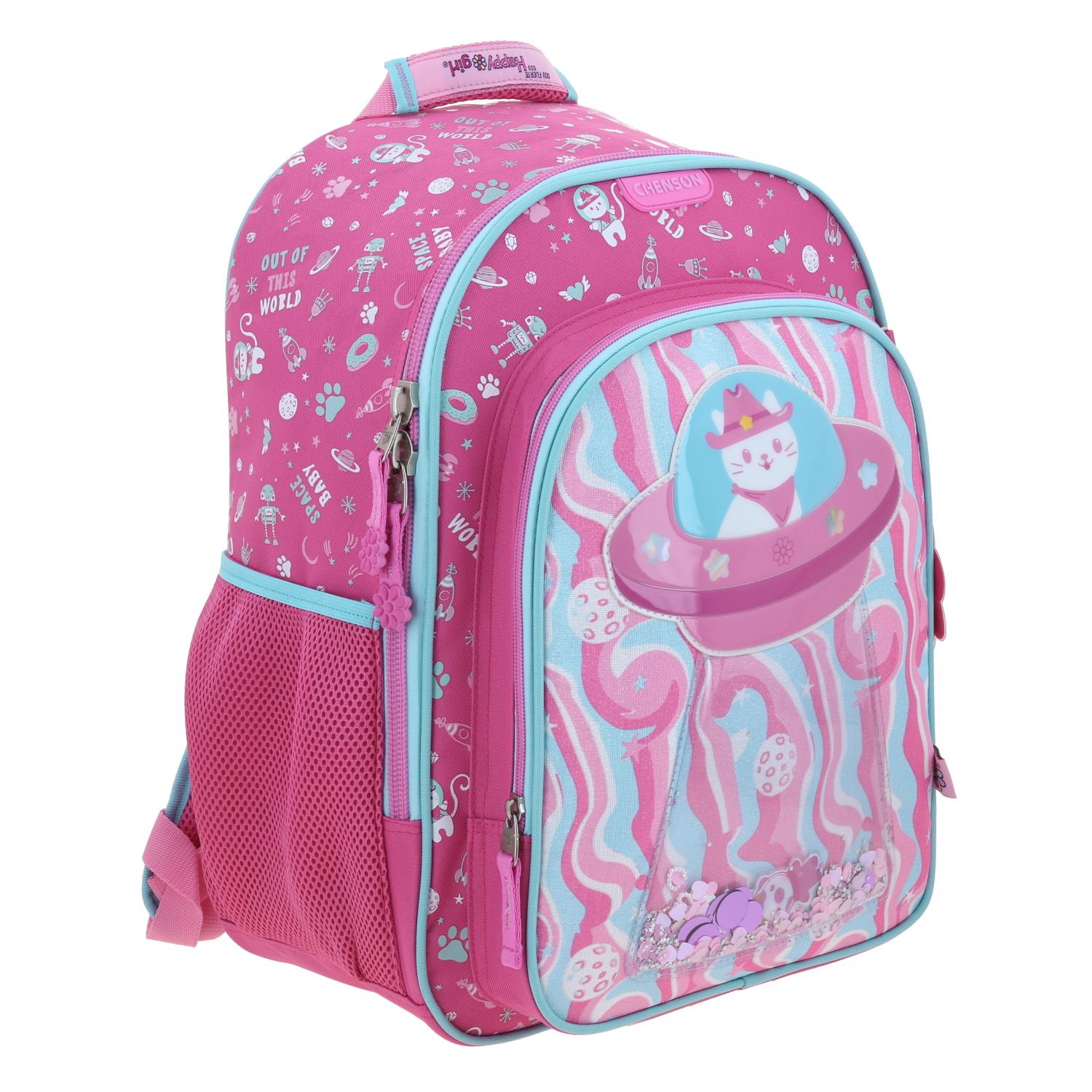 Foto 7 pulgar | Mochila Rosa Con Gatito Y Confeti Encapsulado Happy Girl Ajua