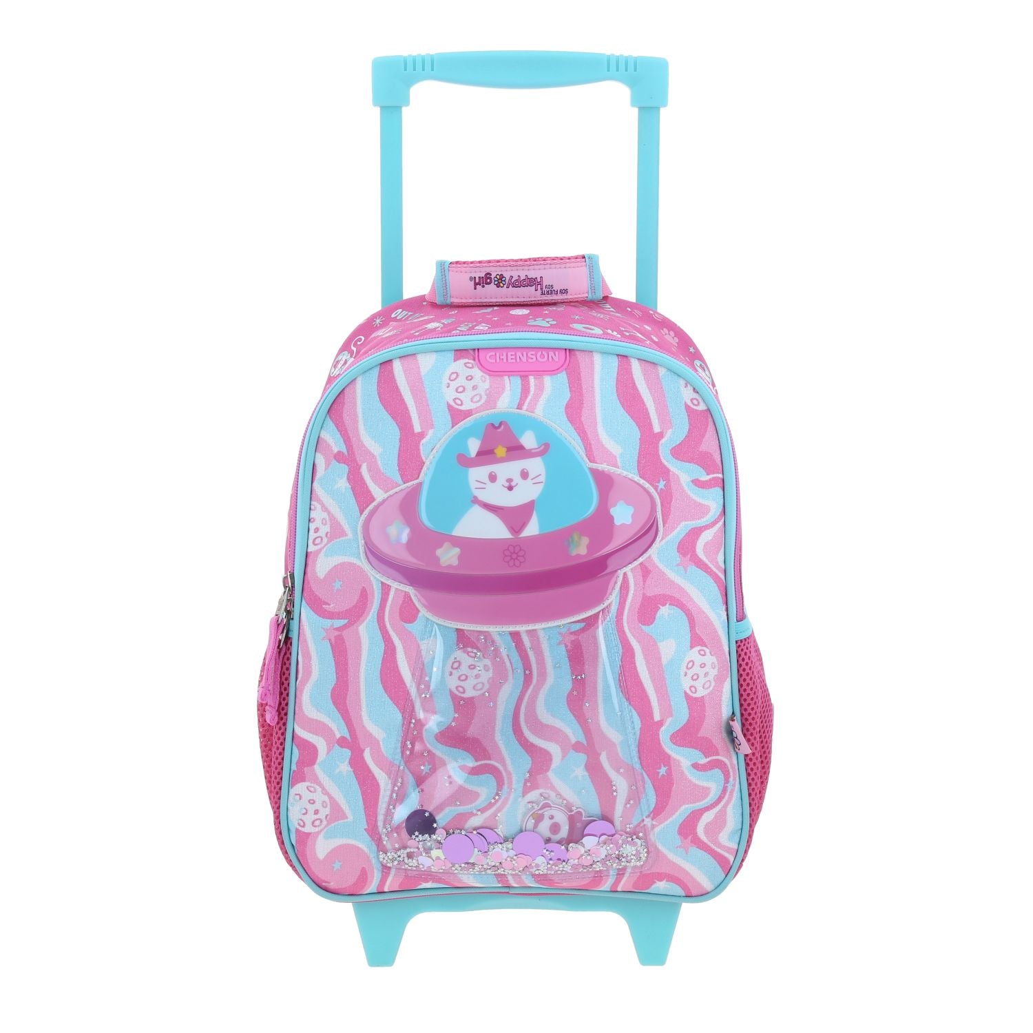 Foto 1 | Mochila Rosa Con Ruedas Con Gatito Y Confeti Encapsulado Happy Girl Ajua