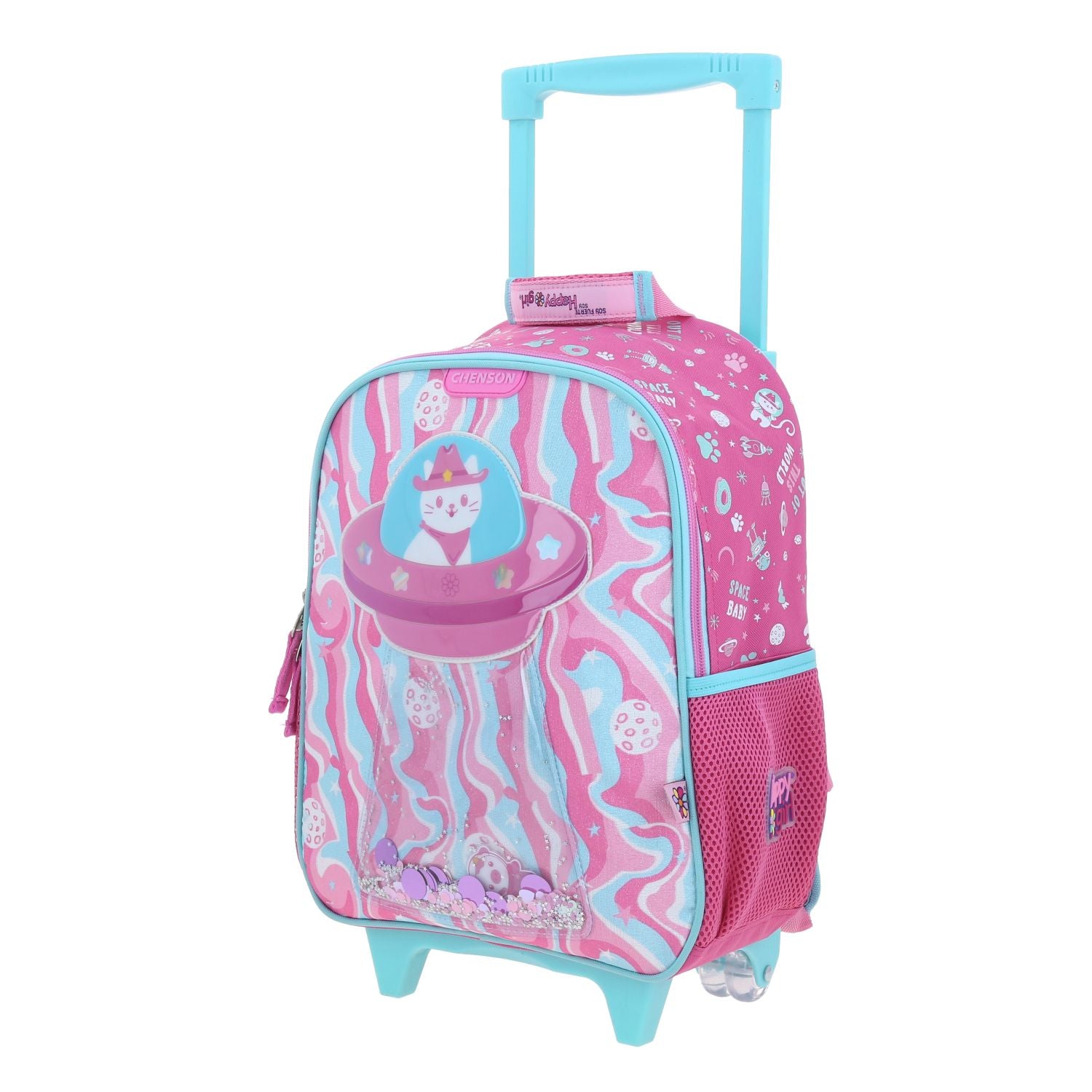 Foto 2 | Mochila Rosa Con Ruedas Con Gatito Y Confeti Encapsulado Happy Girl Ajua