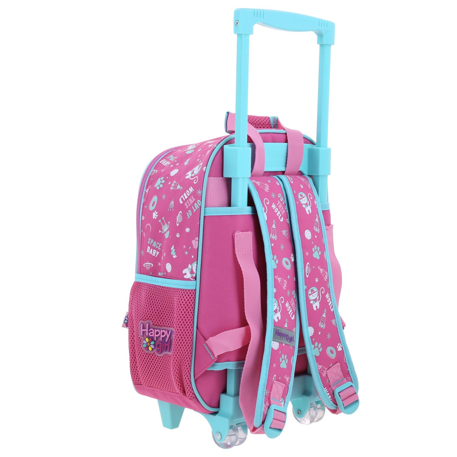 Foto 4 pulgar | Mochila Rosa Con Ruedas Con Gatito Y Confeti Encapsulado Happy Girl Ajua