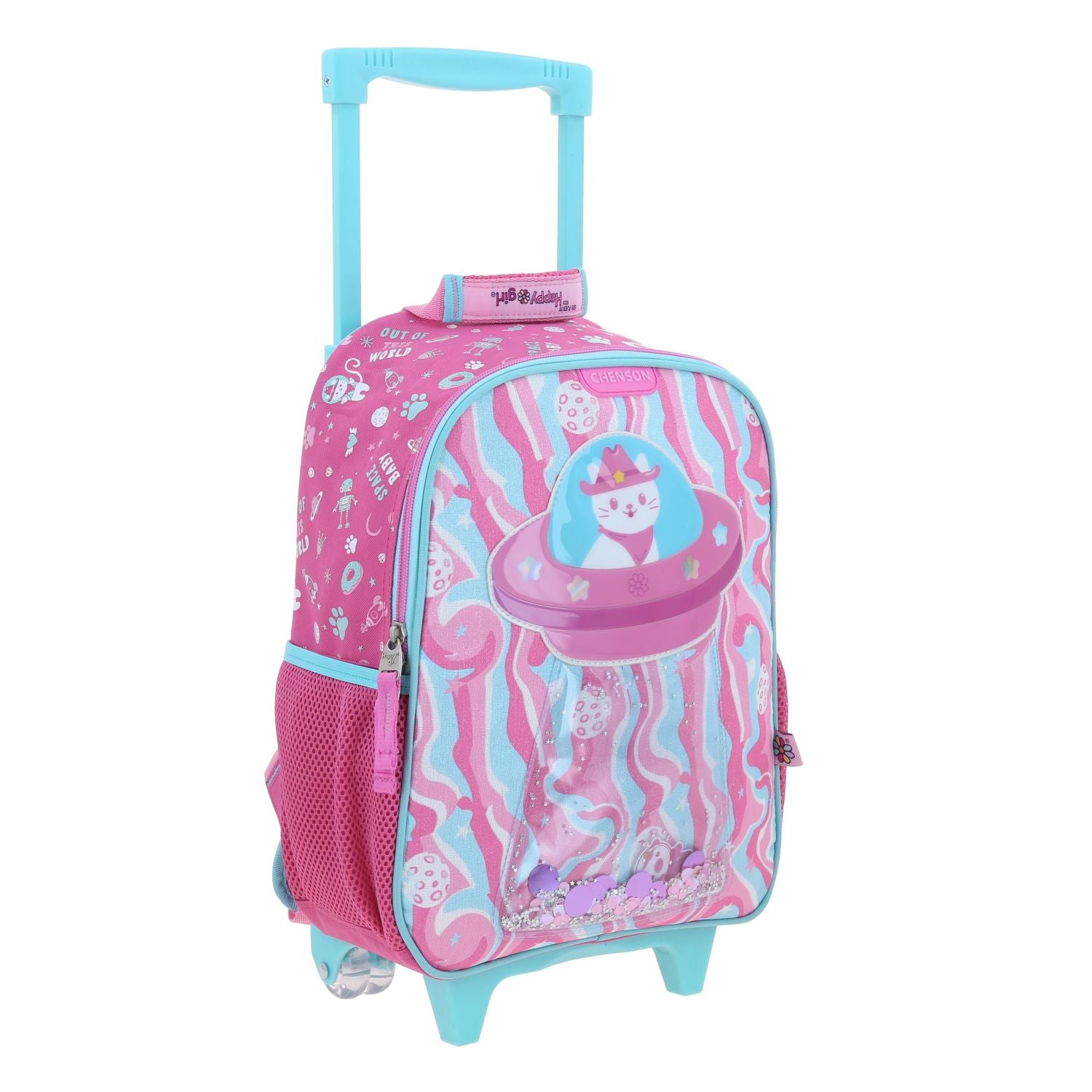 Foto 7 pulgar | Mochila Rosa Con Ruedas Con Gatito Y Confeti Encapsulado Happy Girl Ajua