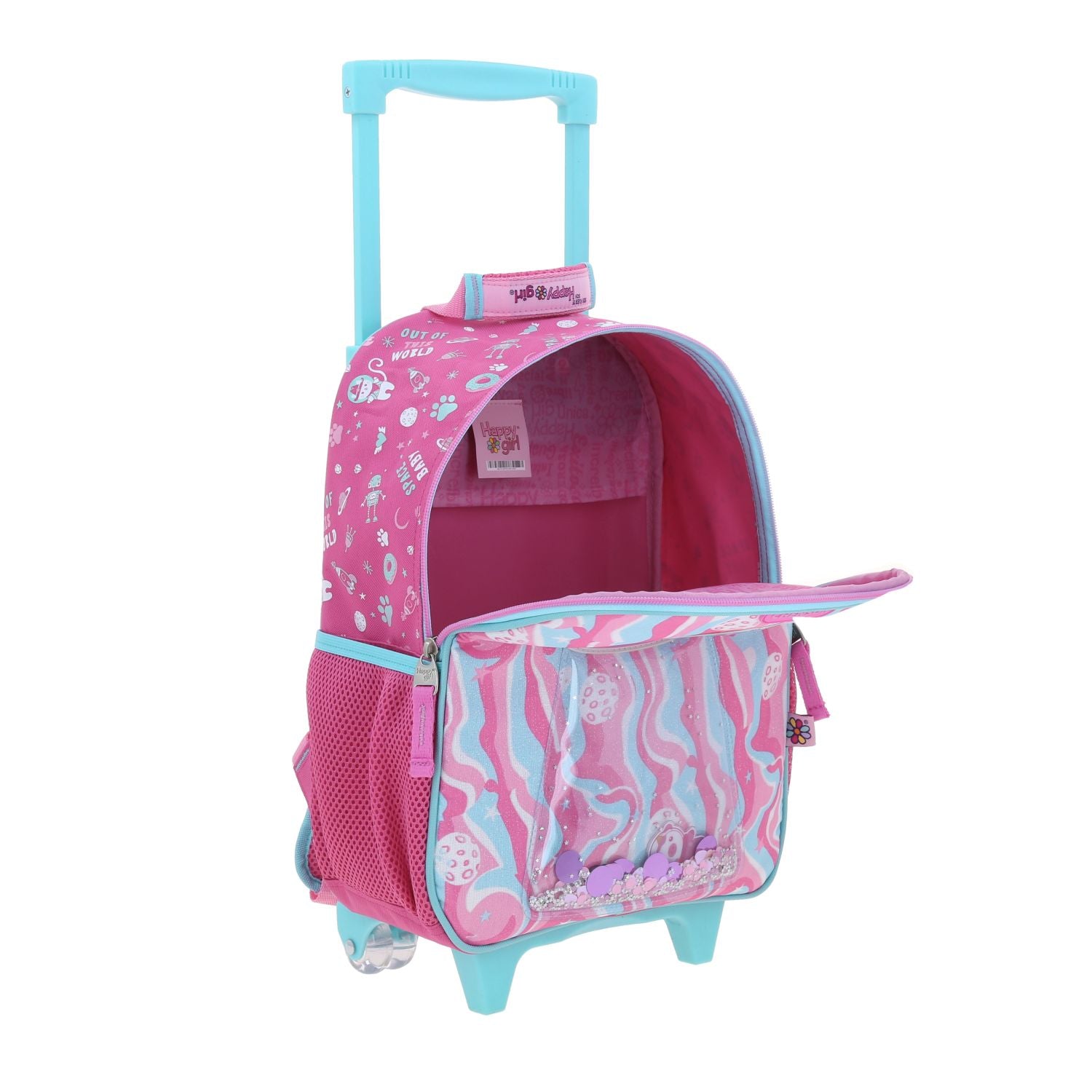 Foto 8 pulgar | Mochila Rosa Con Ruedas Con Gatito Y Confeti Encapsulado Happy Girl Ajua