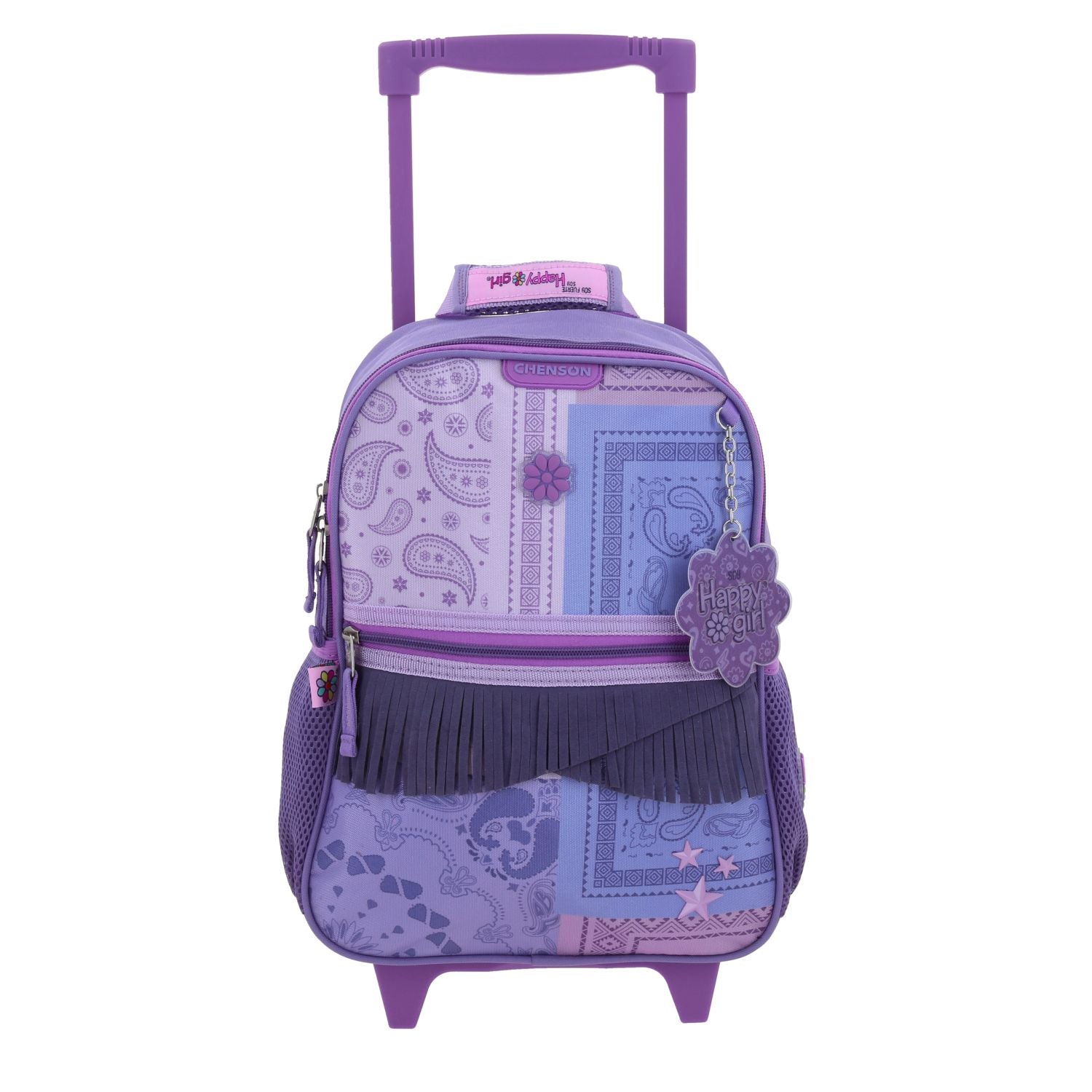 Foto 2 pulgar | Mochila Morada Con Ruedas Y Tiras Colgantes Happy Girl Cowli
