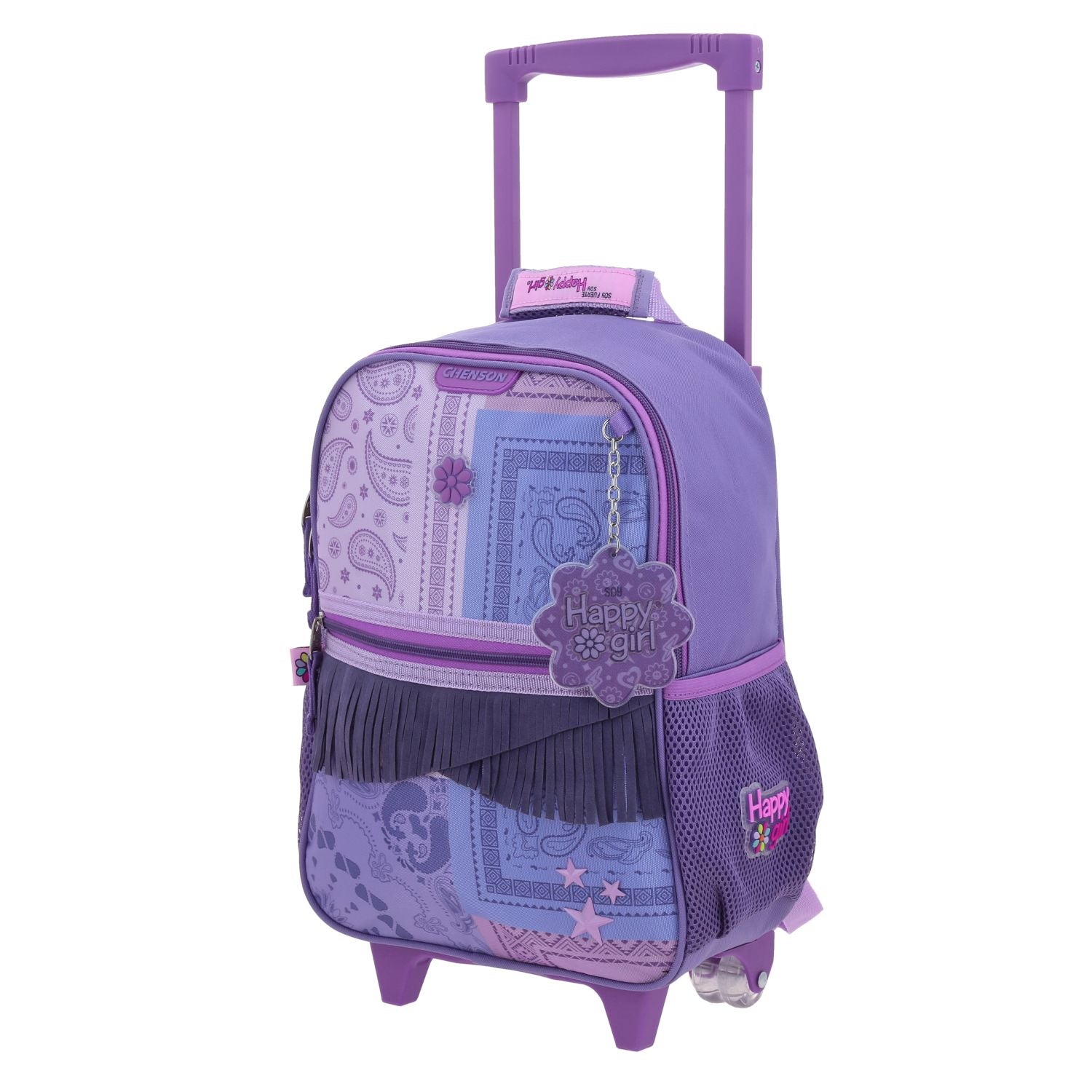 Foto 3 pulgar | Mochila Morada Con Ruedas Y Tiras Colgantes Happy Girl Cowli