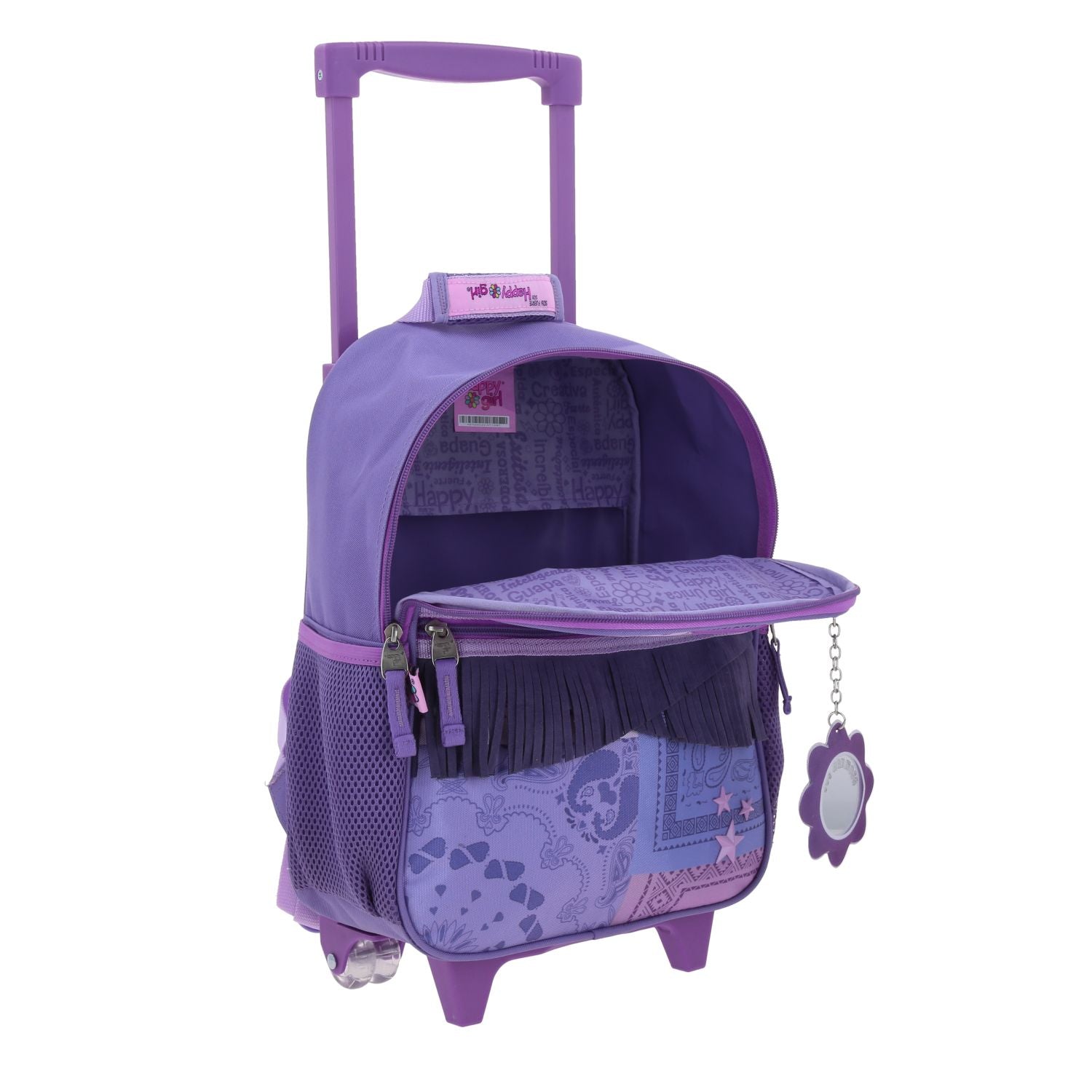 Foto 8 pulgar | Mochila Morada Con Ruedas Y Tiras Colgantes Happy Girl Cowli