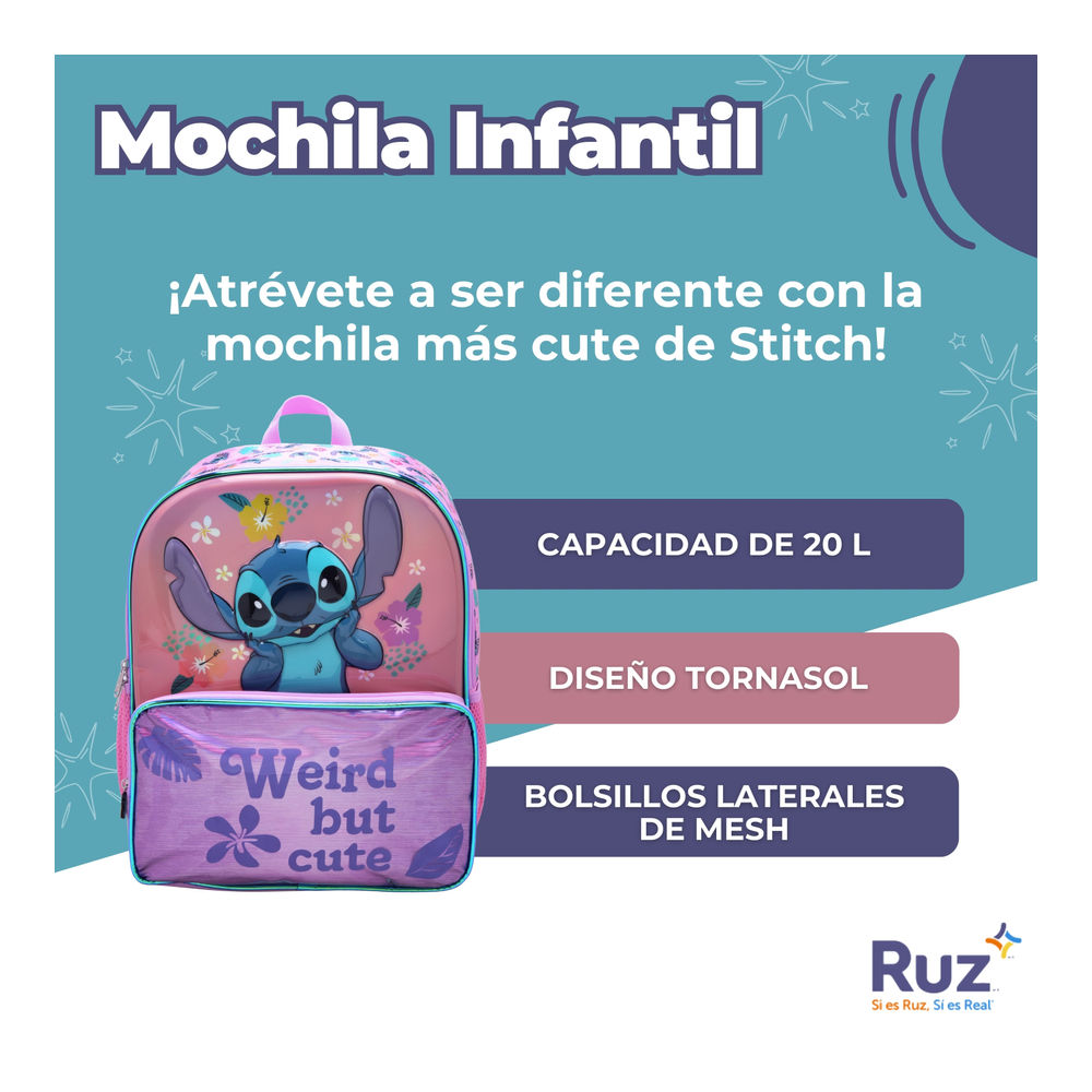 Foto 4 pulgar | Mochila Infantil Disney Stitch 20 L