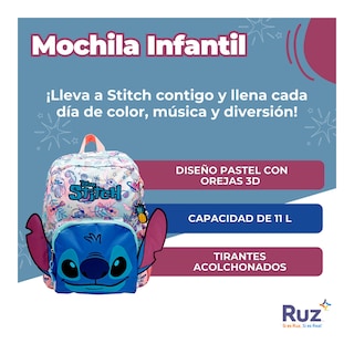 Foto 3 | Mochila Kinder Infantil Disney Stitch 11 L