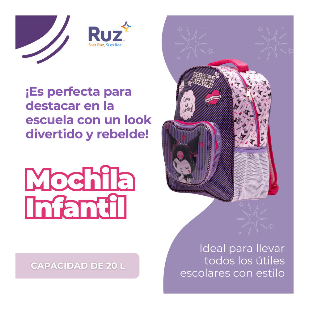 Foto 5 pulgar | Mochila Primaria Infantil Sanrio Kuromi 20 L
