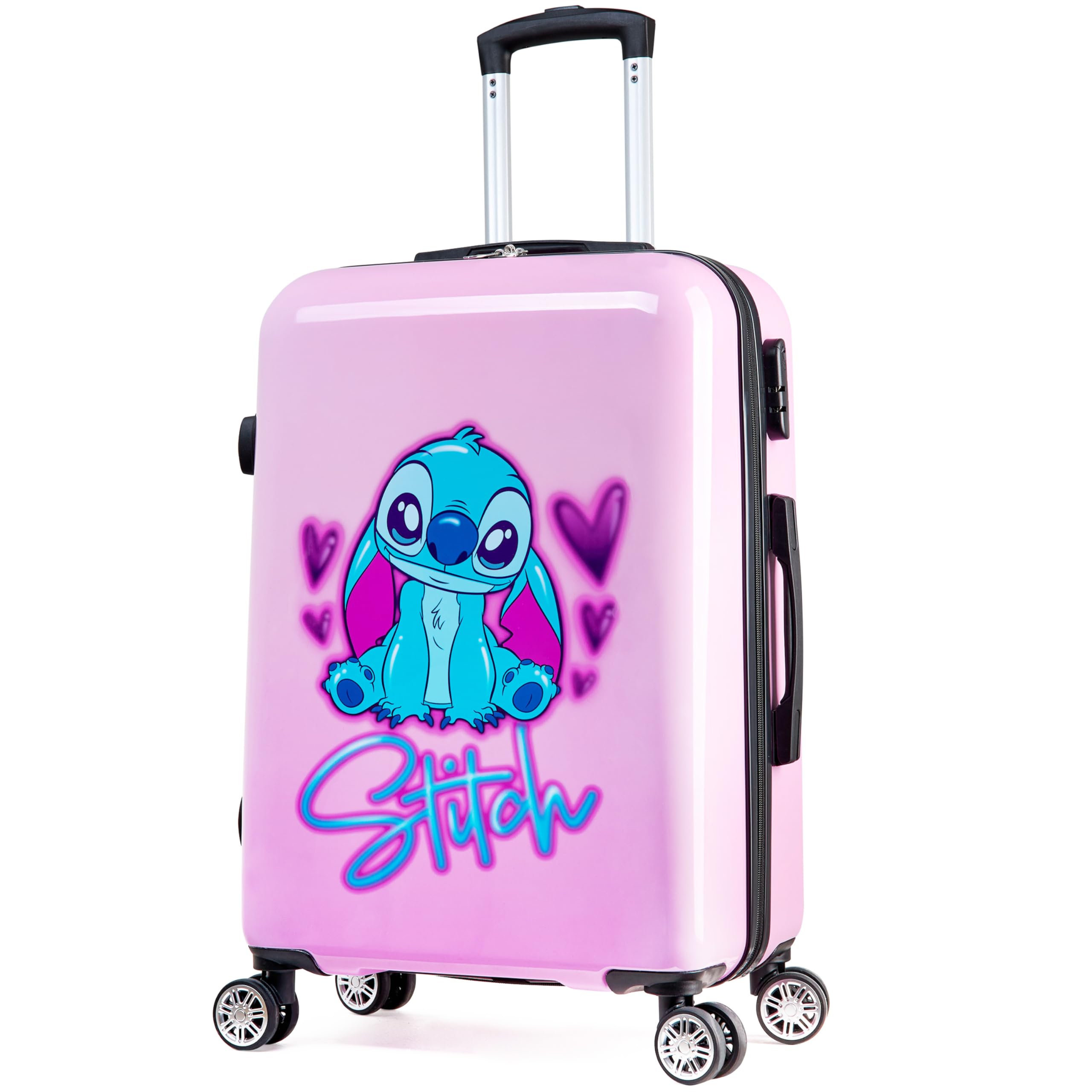 Set De Maletas Disney Stitch Hard Shell 28 L, 50 L, 91 L, Rosa - Venta Internacional.