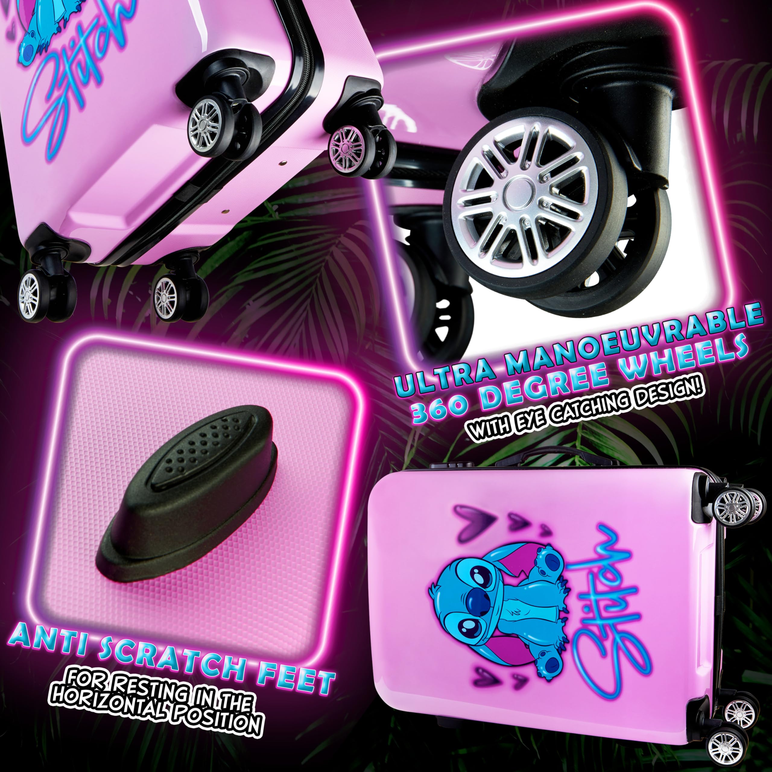 Foto 7 pulgar | Set De Maletas Disney Stitch Hard Shell 28 L, 50 L, 91 L, Rosa - Venta Internacional.
