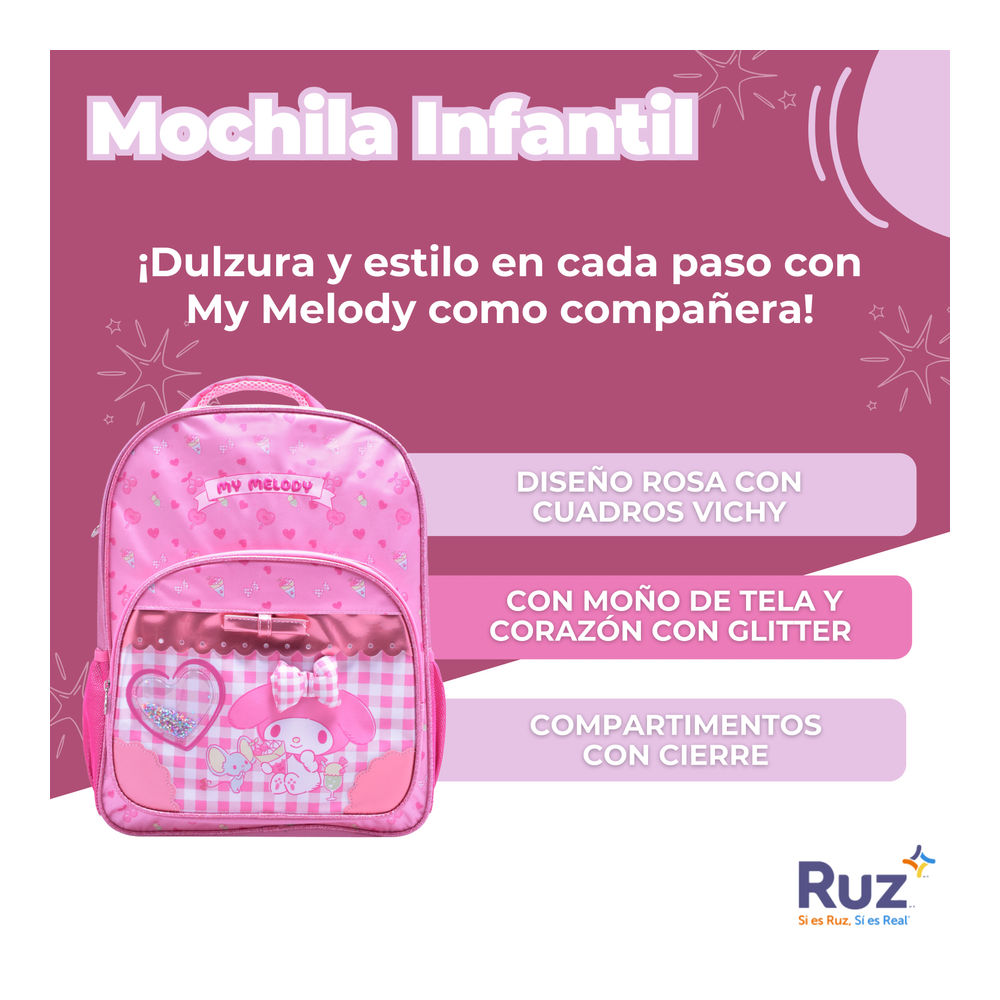 Foto 4 pulgar | Mochila Primaria Infantil Sanrio My Melody 20 L