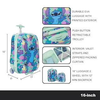 Foto 5 | Set De Equipaje Con Estampado De Flores Tropicales Disney Stitch Para Jóvenes - Venta Internacional.